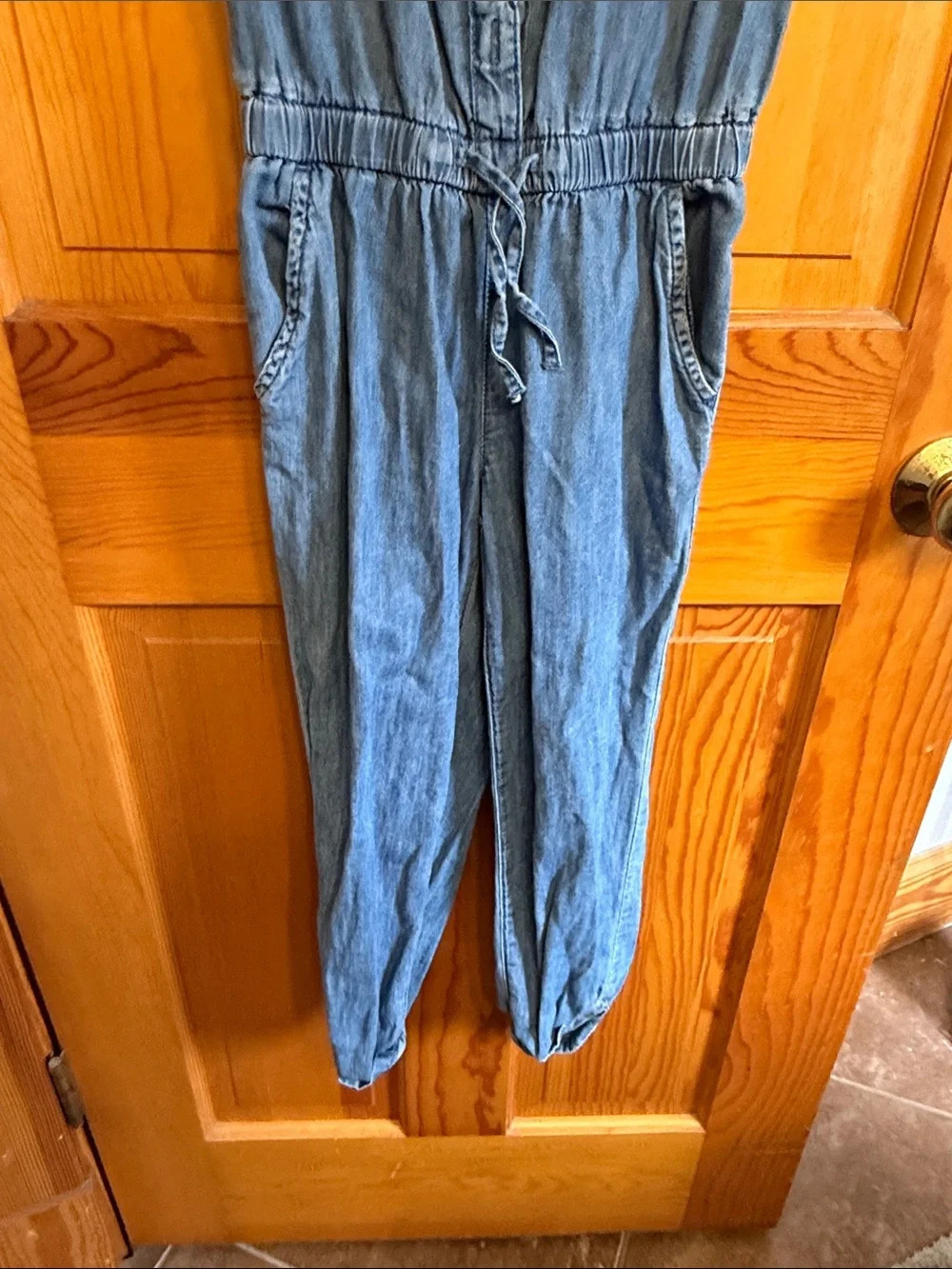 GAP Blue Denim Button-Front Jumpsuit